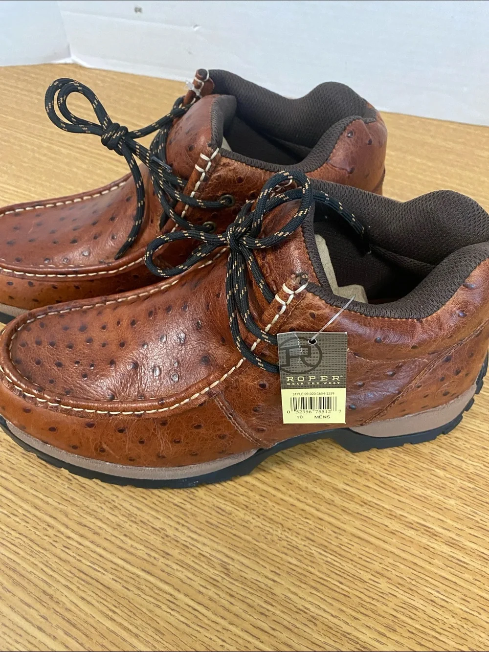 Roper Men's Stirrup Ostrich Print Moc Toe Chukka Boots